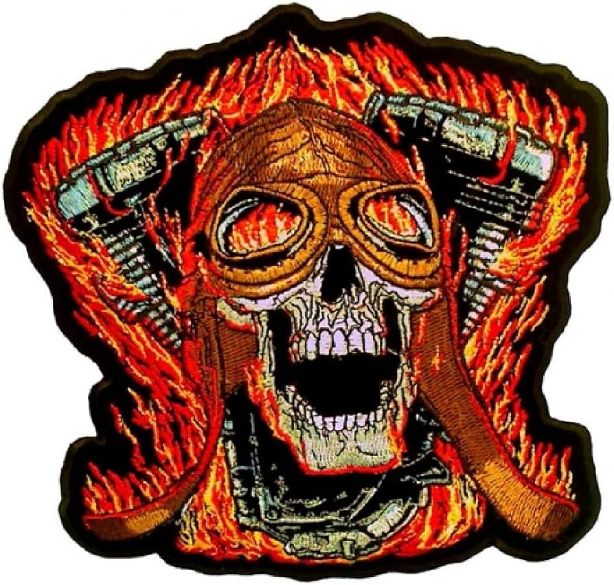 Custom Patch Embroid Big Atom Large Size Embroidered Skull Biker Wholesale Personalized Iron on Hand Embroidery Patches for Hat