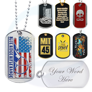 OEM Custom Zinc Alloy Enamel Epoxy Metal Dog Tag Pendant Necklace ID Dogtags Dog Tags For Engraving With Chain