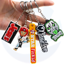 Wholesale custom 2d/3d soft rubber key chain silicone keyring plastic pvc key holder chain personalised logo fashion keychains