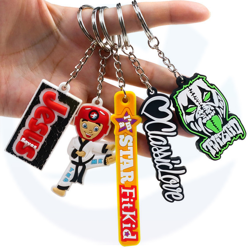 Wholesale custom 2d/3d soft rubber key chain silicone keyring plastic pvc key holder chain personalised logo fashion keychains