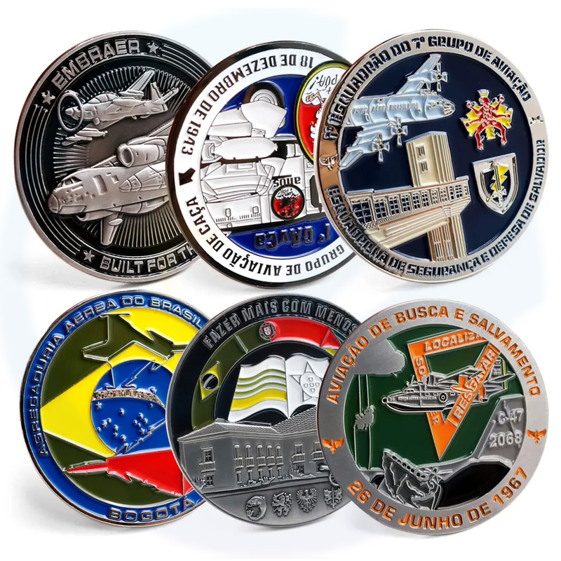 Custom metal crafts brazil gold silver copper bronze soft enamel zinc alloy 3d metal challenge coin
