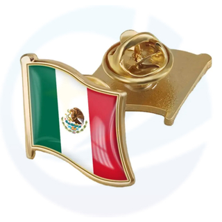 Wholesale Low MOQ Metal National Mexican Flag Lapel Pin Badge Bulk Country Custom Epoxy Mexican Enamel Pin