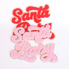 Wholesale Christmas chenille patches big iron on red pink embroidered Santa baby chenille patch with gold glitter for clothing