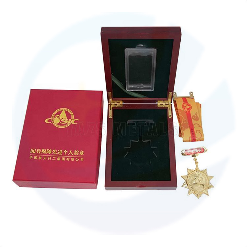 Factory Design And Of Honor Wood Full Mirror Gold Medal Custom Finisher Medals With Gift Box