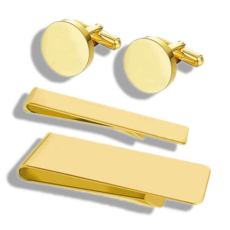 Gold Sterling Silver Blank Brass Wholesale Stainless Steel Tie Clip Luxury Cuff Links Set Custom Cufflinks For Men