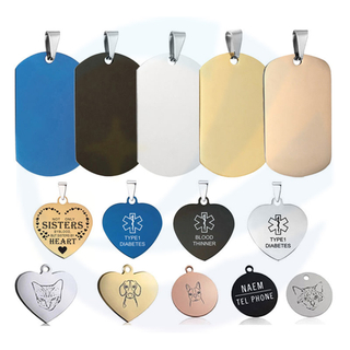 Sublimation Metal Stainless Steel Custom Laser Dog Tag Blank Id Name Tag Dog Tag Necklace Dogtag For Engraving