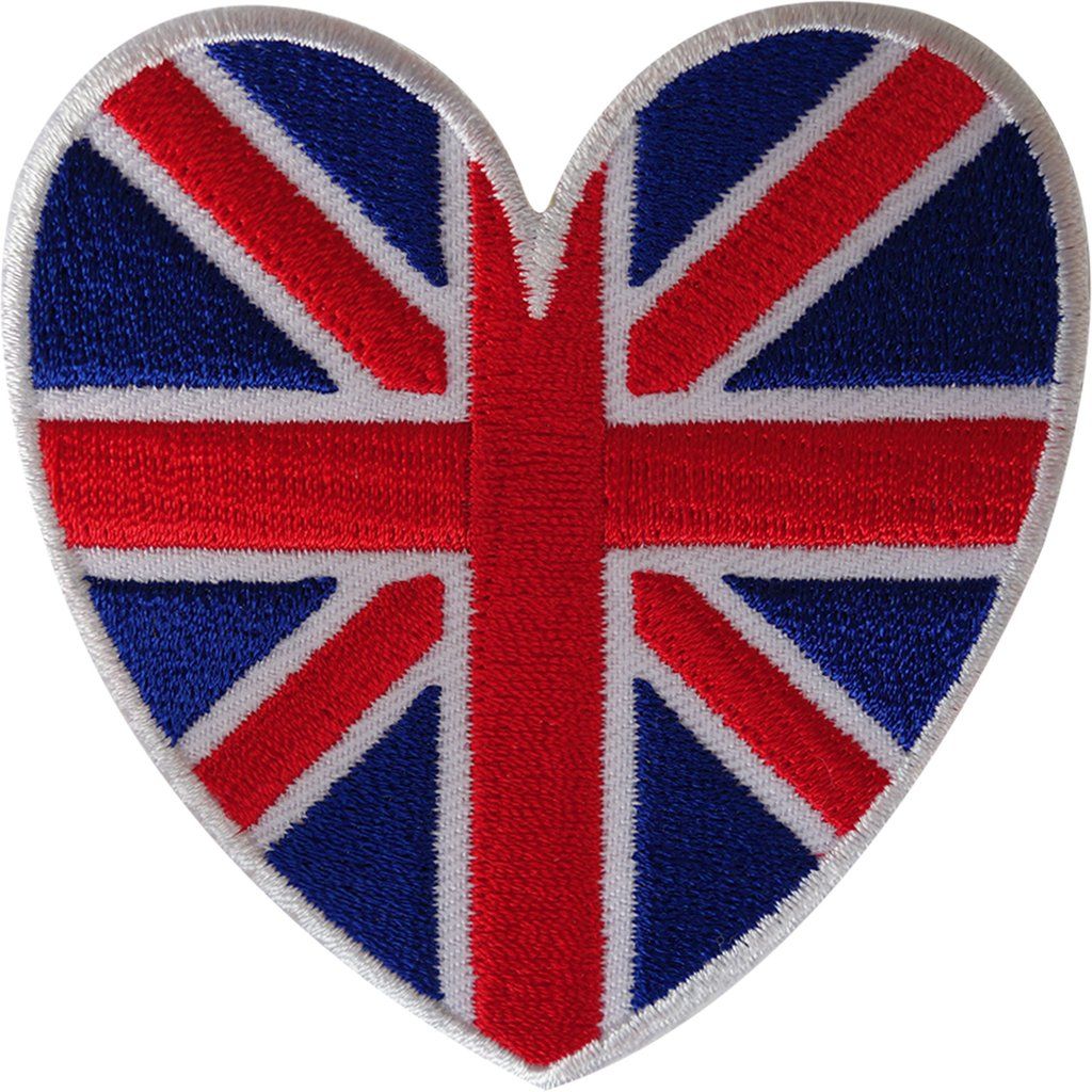 UK Flag Heart Patch Embroidered Iron Sew On