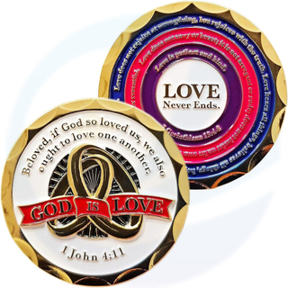The Wedding Coin, God is Love, Love Never Ends wedding challenge coin