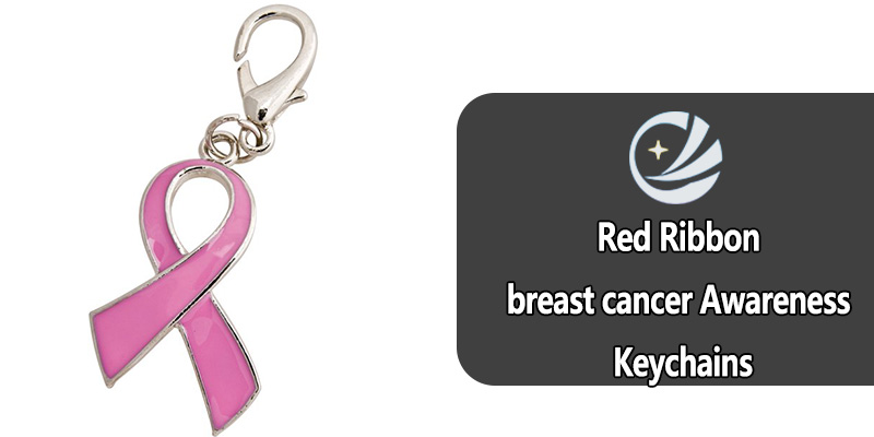 Red Ribbon Breast Cancer Awareness Keychain