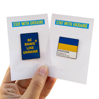 High Quality Printing Collection Promotional Patriotic Badge Soft Enamel Ukraine USA Friendship Cross Flag Pin