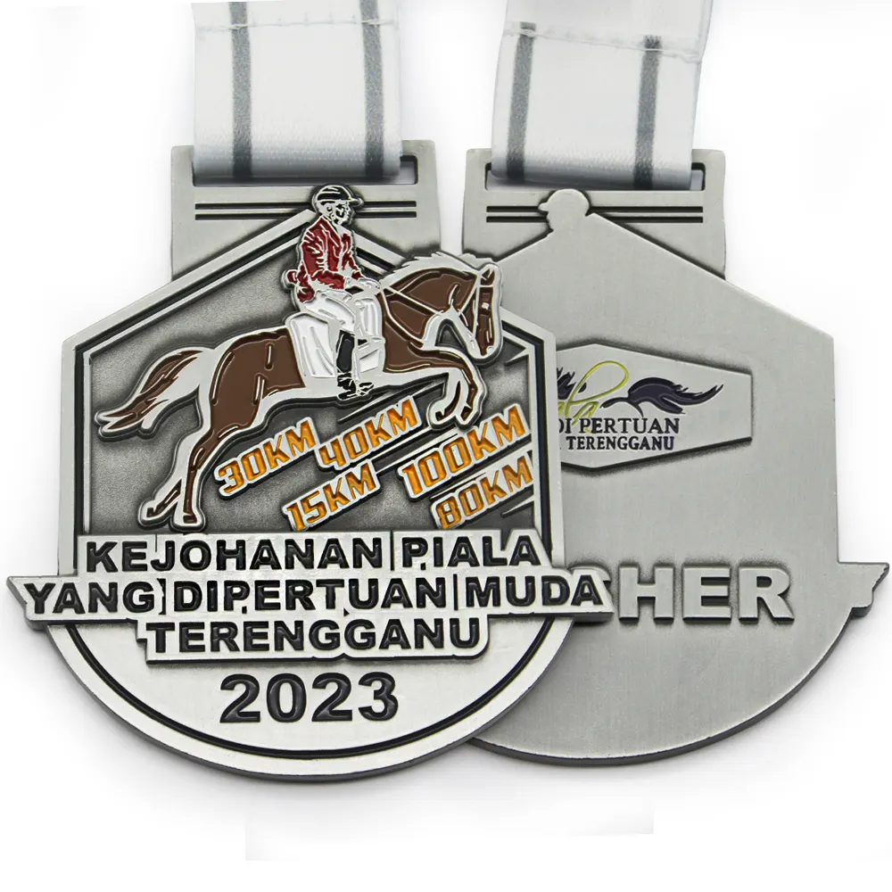 Custom design 3d horse metal prize medallion antique gold plating zinc alloy marathon racing sport congratulations award medal