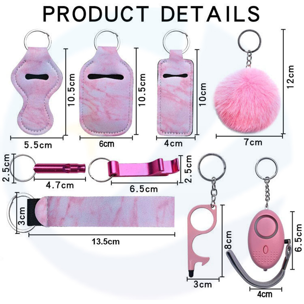 Neoprene Women Self Defense Keychain Accessories Anti-wolf Personal Security Self-defense Keychain Set