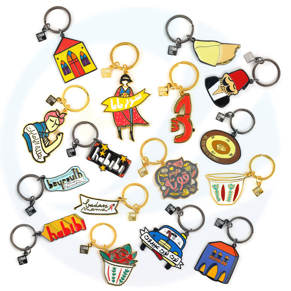 Custom Logo Promotion Designer Kawaii Cute Metal Keyring Key Holder Anime Key Ring Custom Keychains Metal Key Chains
