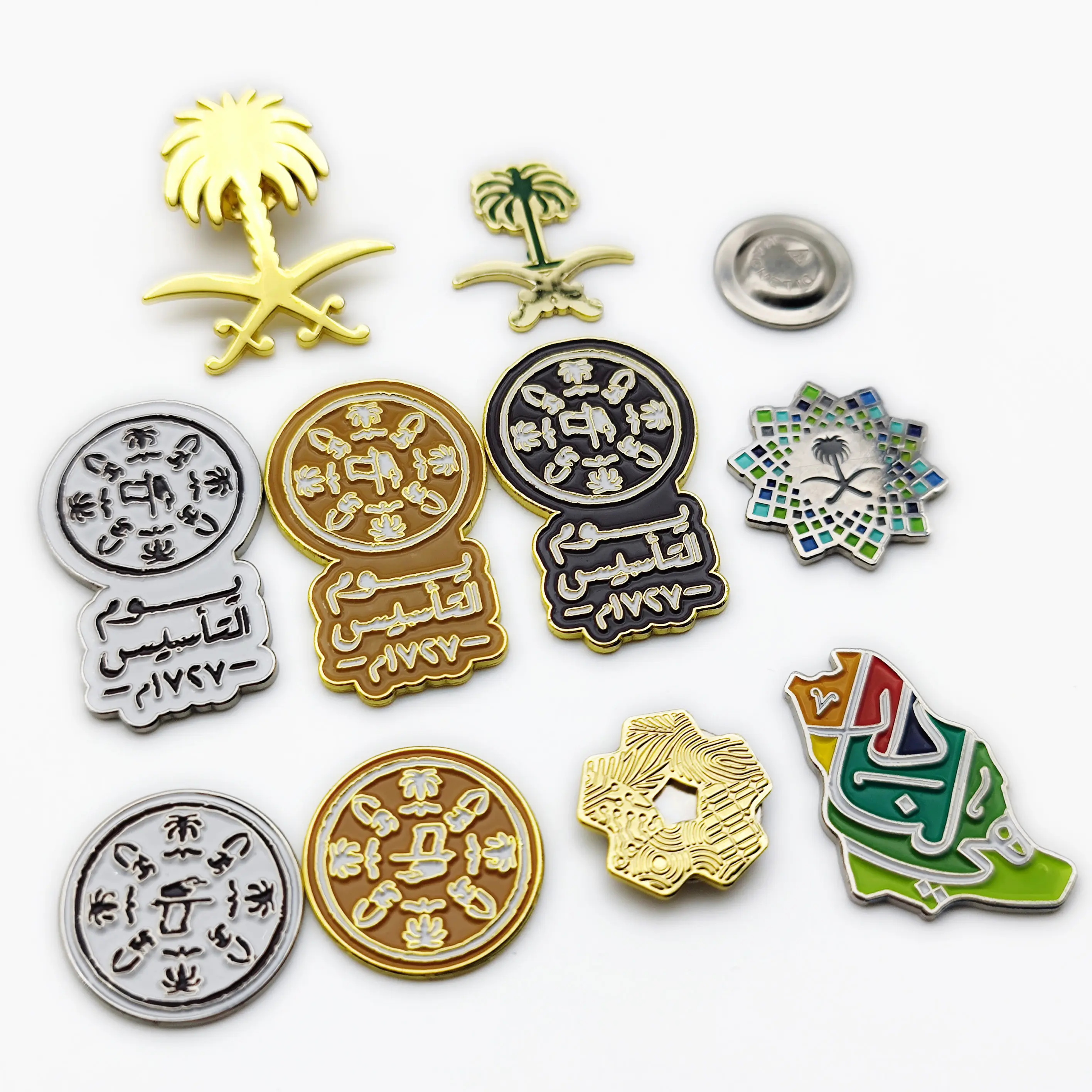 Custom Enamel Brooch Founding Day Pin Badge Saudi Arabia national day Enamel Pin