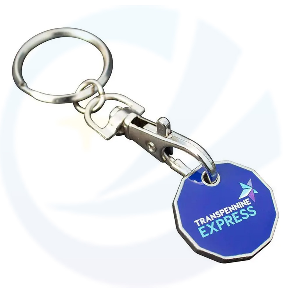 Custom Wholesale Cheap UK Coin Key Ring Trolley Token Keychain Metal Holder Keyring
