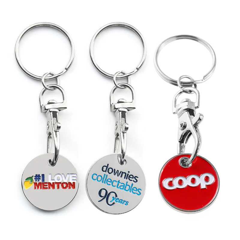 Factory Custom Metal Key Holder Trolley Token Key Ring Uk Shopping Trolley Coin Holder Keychain For Shopping Cart