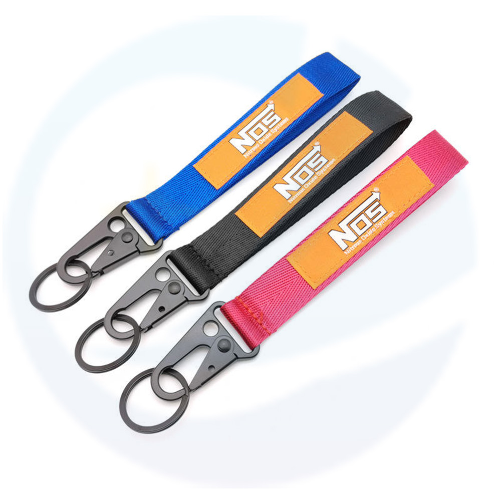 Wholesale Custom Logo Promotional Keychains Carabiners Polyester Key Chains Personalized Keychain Wrist Lanyard Keychain