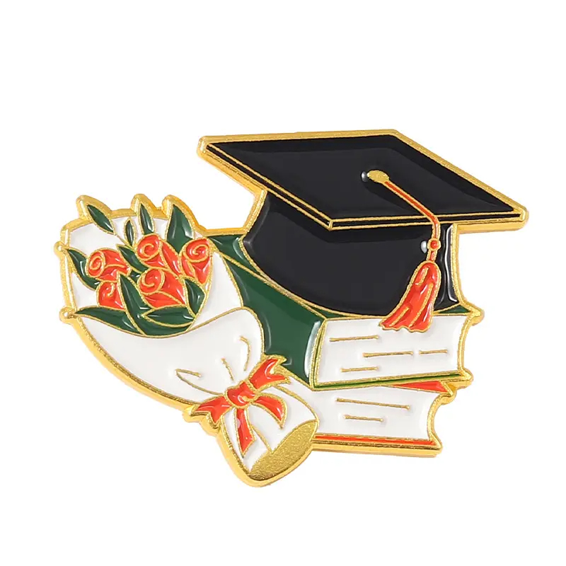 Factory Student Class Graduate Graduation Gift Bachelor Hat Diploma Enamel Lapel Pin Badges Brooches Custom Graduate Enamel Pins
