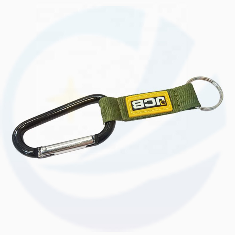 High Quality Wholesale custom logo short lanyard carabiner keychain with strap carabiner hook