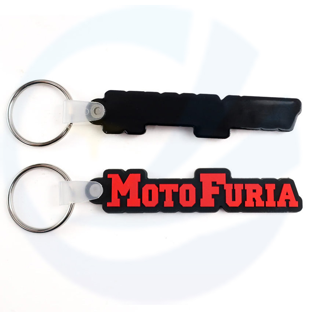 Personalized promotional soft pvc logo 2D rubber gift key chain custom logo letter keychain