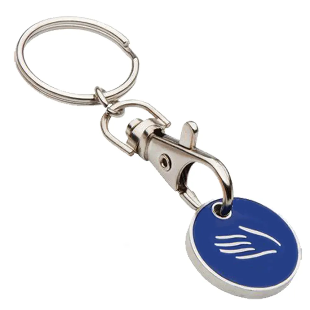 Personalised custom logo metal nickel 38mm uk sublimation shopping cart chip insert coin holder trolley coin keyring keychain
