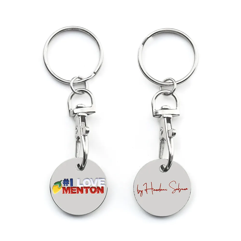 Factory Custom Metal Key Holder Trolley Token Key Ring Uk Shopping Trolley Coin Holder Keychain For Shopping Cart