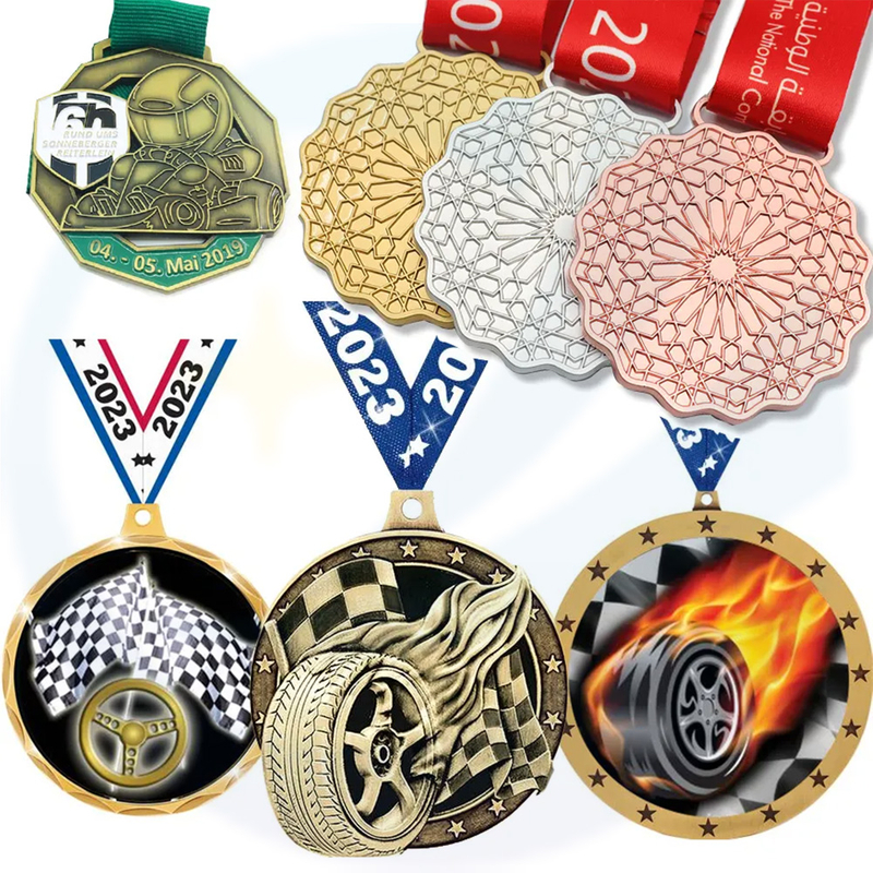 Manufacturer Free Design Custom 3d Enamel Metal Racing Cars Sports Award Medals Gold Car Medals