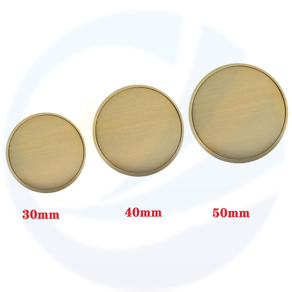 Custom logo gold silver copper solid brass metal 30mm 40mm 50mm challenge brass blank coin for fiber laser engraving