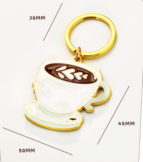 Custom Wholesale 3D Cartoon Keychain Luxury Cute Designer Coffee Metal Keychain Accessories Gift