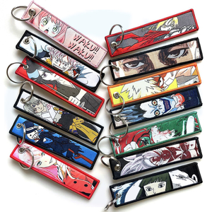 Designs Mixed Anime Embroidery Key Tag Motorcycles Cars Backpack Chaveiro Keychain For Friends Fashion Key Ring Gifts