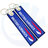 Wholesale Flight Custom Jet Tag Key Chains Fabric Woven Brand Label Woven Custom Logo Key Tag Embroidered Key Ring