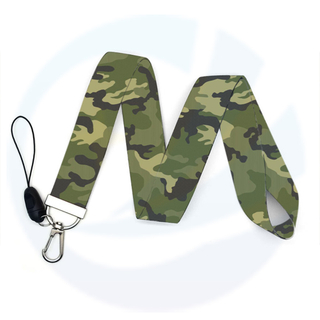 Custom Polyester Heat Transfer Army Military Uniform Logo Sublimation Printed Camouflage Lanyard