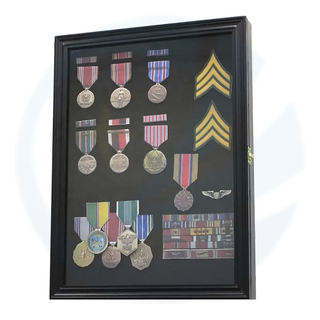 Custom 11x14 Black Wood 3d Deep Beach Tags Ribbons Insignia Patches Pins Medals Military Display Case Cabinet Shadow Box