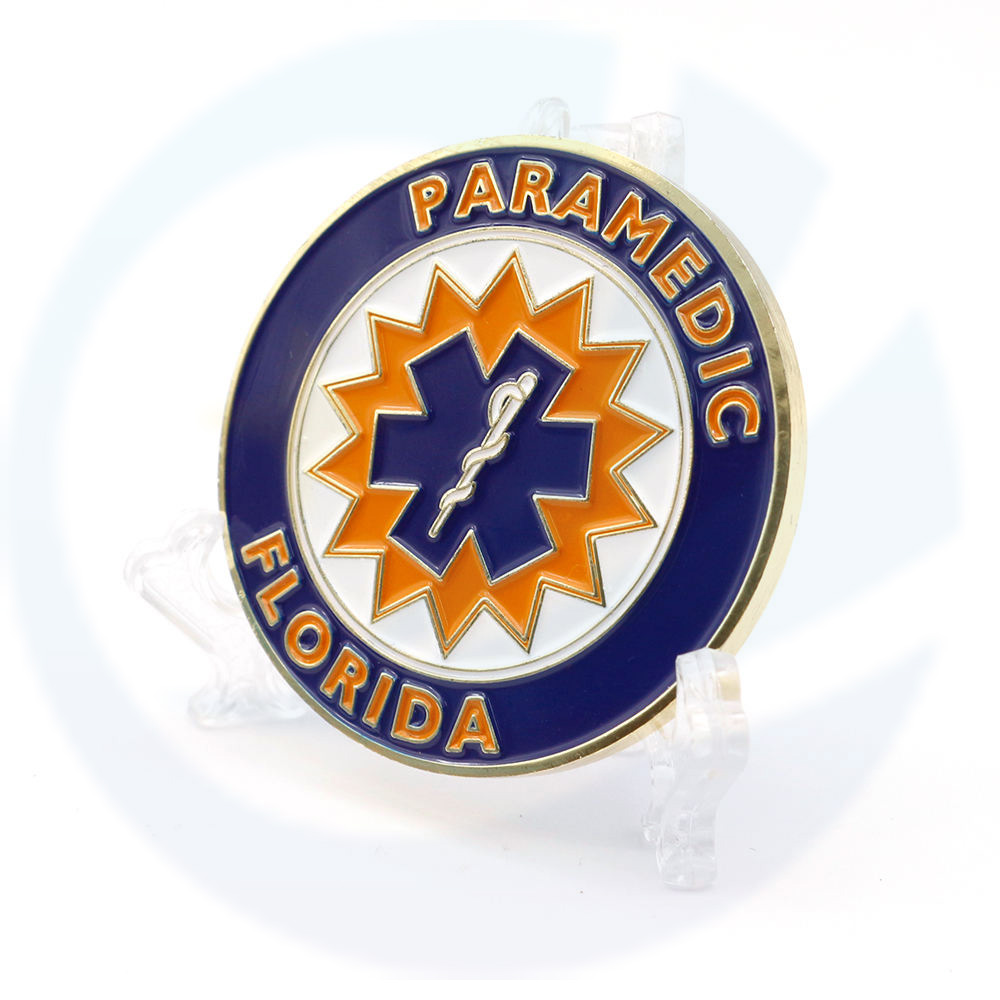 No minimum cheap custom metal soft enamel emergency medical service paramedic college souvenir challenge coin