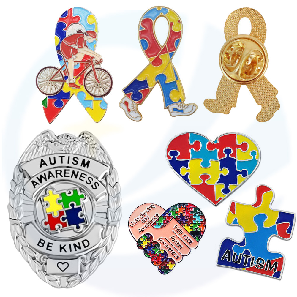 Factory Direct Autism Awareness Custom Badge Metal Enamel Lapel Pin