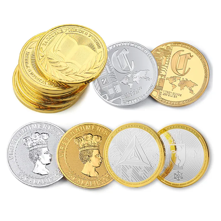 custom design Russia eagle logo gold silver plated brass zinc alloy stamped metal coins for Mother's Day