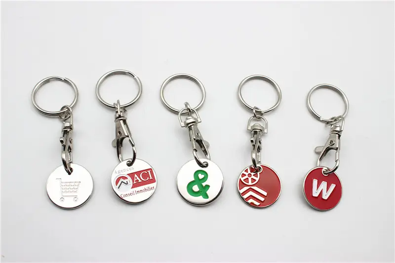 Cheap Metal UK Trolley Insert Coin Keychain For Supermarket Shopping Cart Token