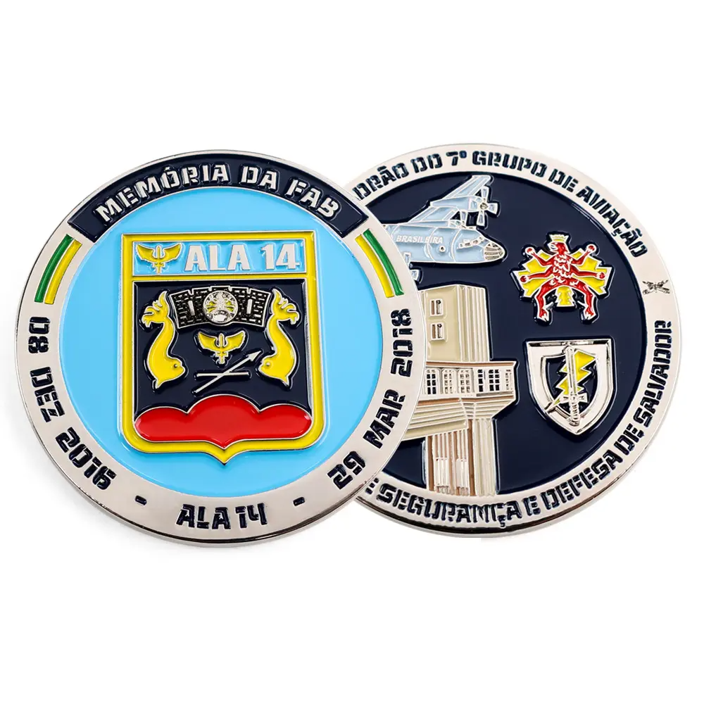 Custom metal crafts brazil gold silver copper bronze soft enamel zinc alloy 3d metal challenge coin
