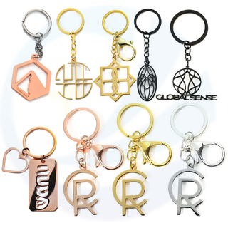 High Quality Gold Silver Rose Gold Key Chain Custom Logo Letter Stainless Steel Metal Keychain Cut out Key Chain Accessories