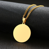 Personalized Stainless Steel Round Charm 18K Gold Jewelry Engraved Custom Logo Rectangle Heart Pendant Tags Necklace