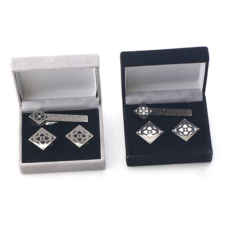 Personalized Supplier Custom Logo Metal Cuff Links And Tie Clip Men's Suit Shirt Cufflinks For Men With Box Packing