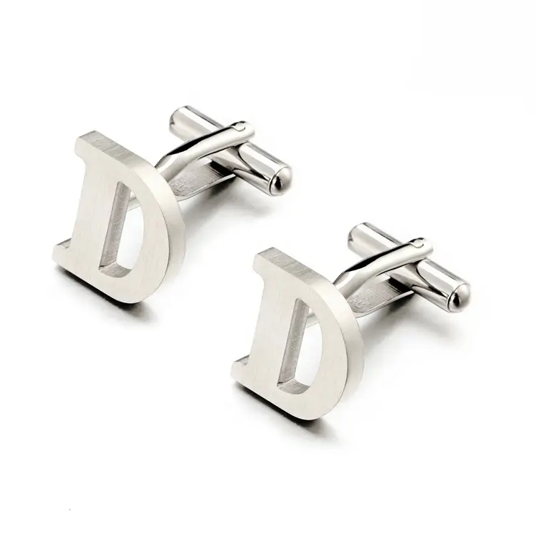 Luxury mens custom jewelry accessories 26 English inital letters stainless steel cufflinks