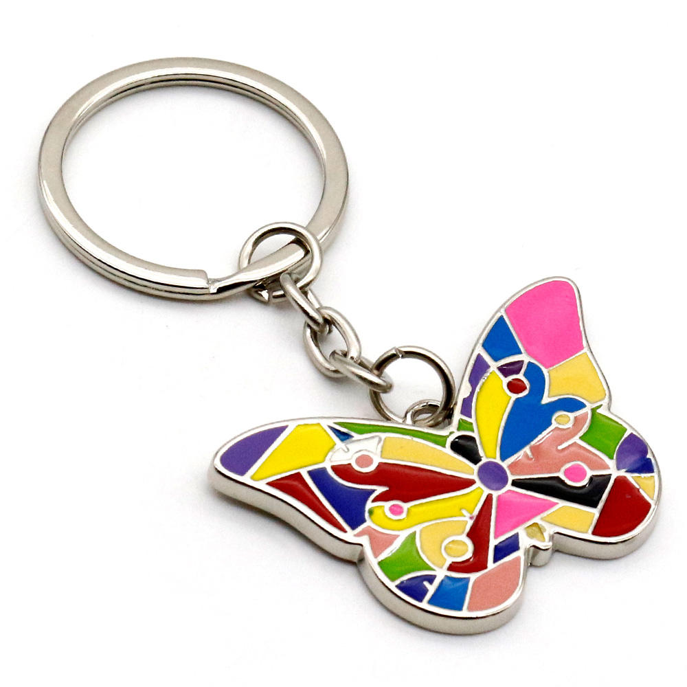 Customized Metal Butterfly Animal Insect Cute Enamel Keychain