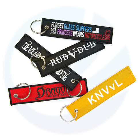Custom Woven Fabric Embroidery Keychain Key Tag Custom Jet Tags