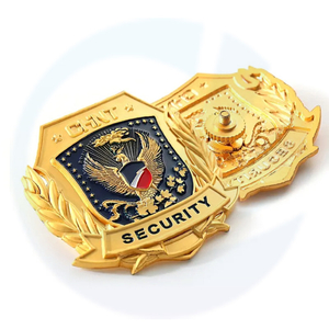 Custom Enamel Logo 3D Gold Metal Badge Curved Screw+ Nut Security Officer Police Badge