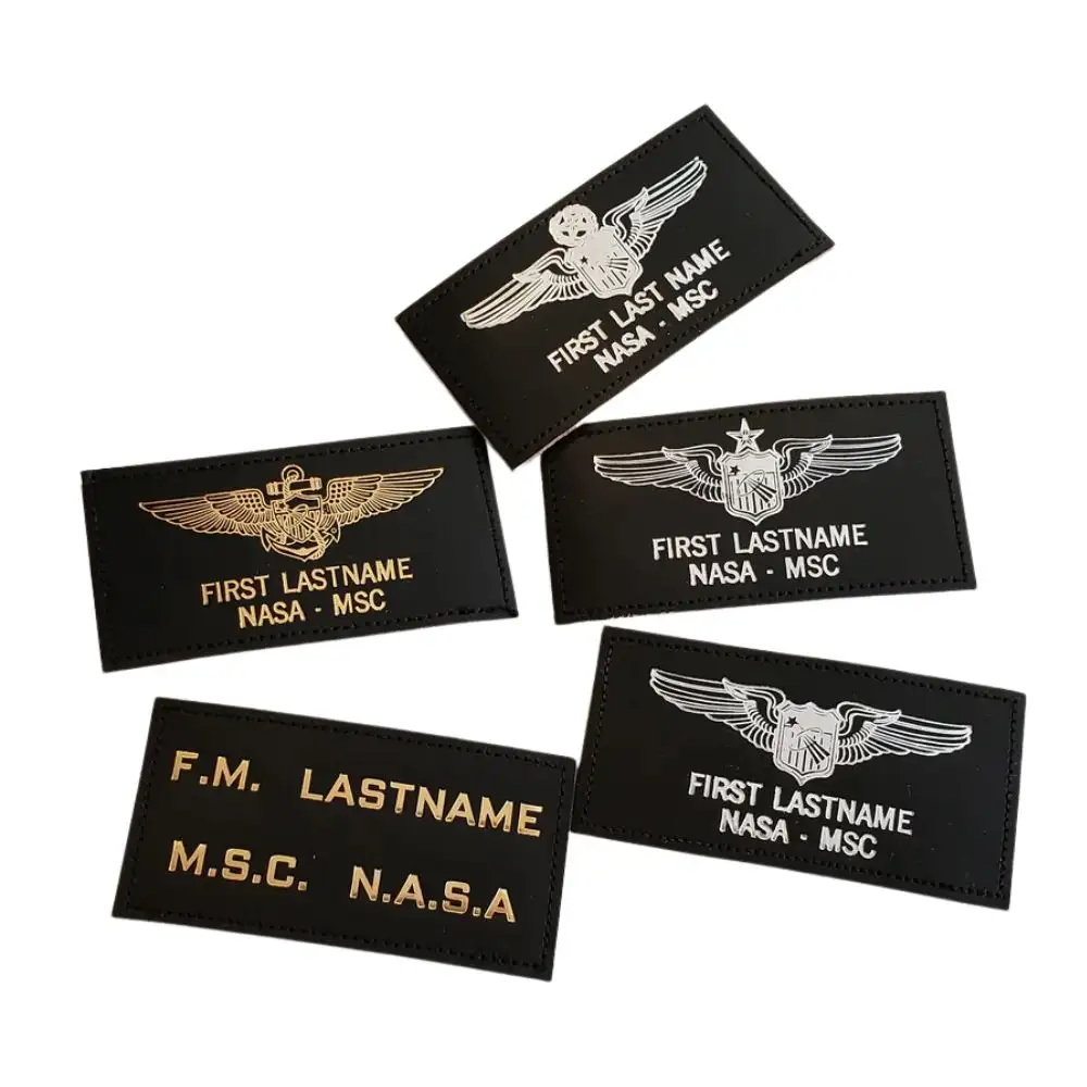 Custom Embroidered Name Patch Leather Flight Suit Name Tags