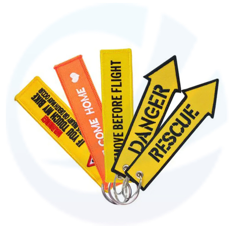 Factory Custom Logo Pilot Luggage Id Tags Jet Gift Embroidered Key Tag