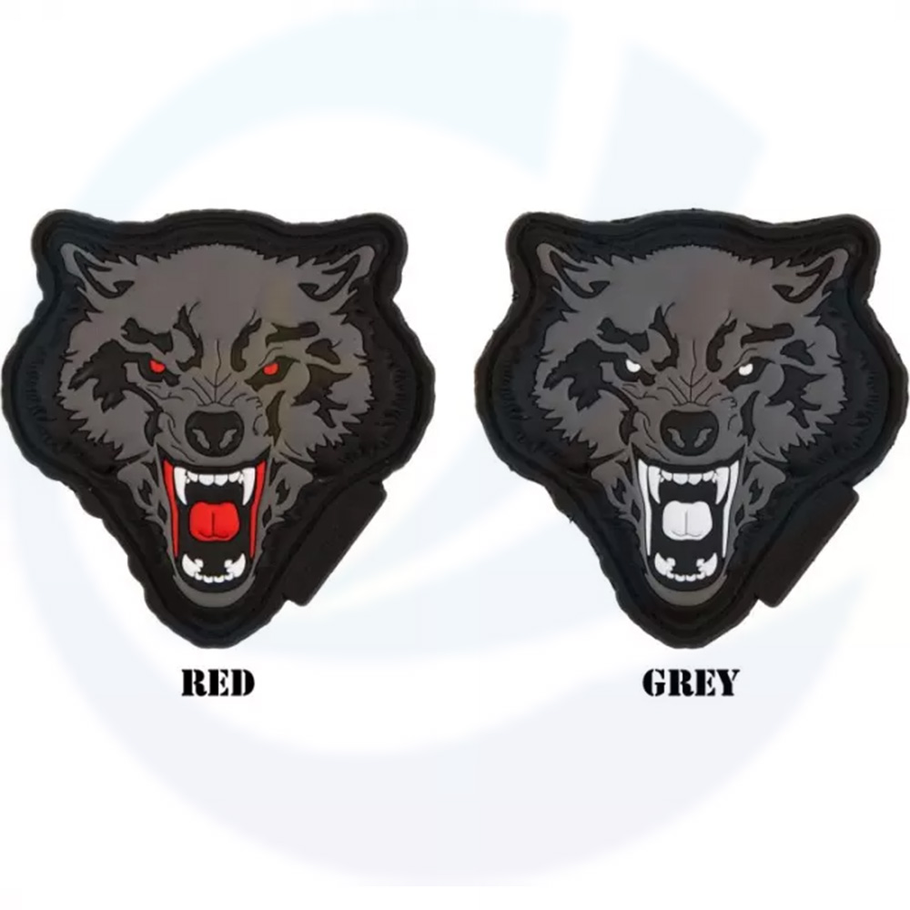 Custom 3D Rubber Wolf Head Skull PVC Patch