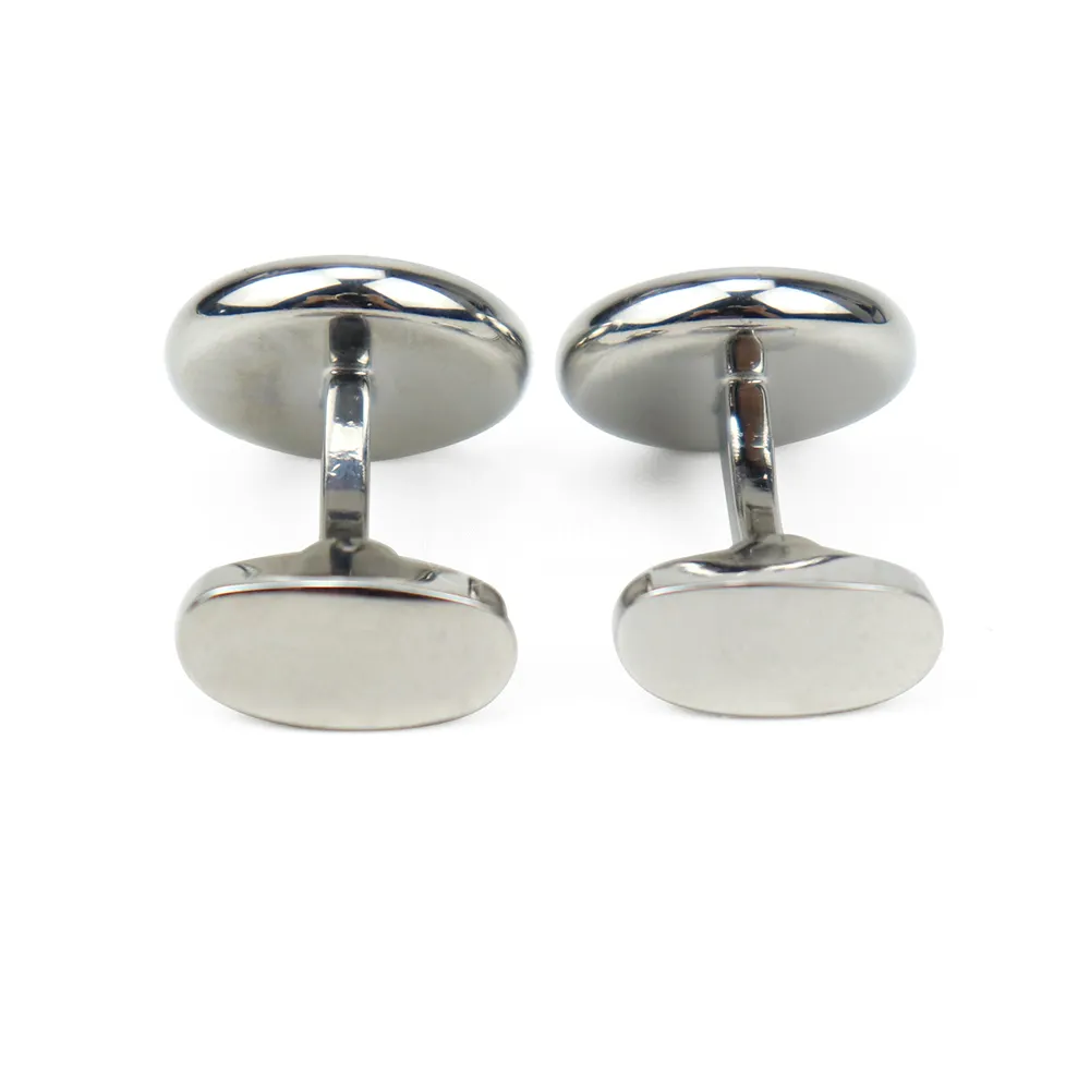 Vintage Designer Silver Brass Shirt Button Cufflink Designer Round Curved Beveled Black Onyx Cufflinks for Tuxedo