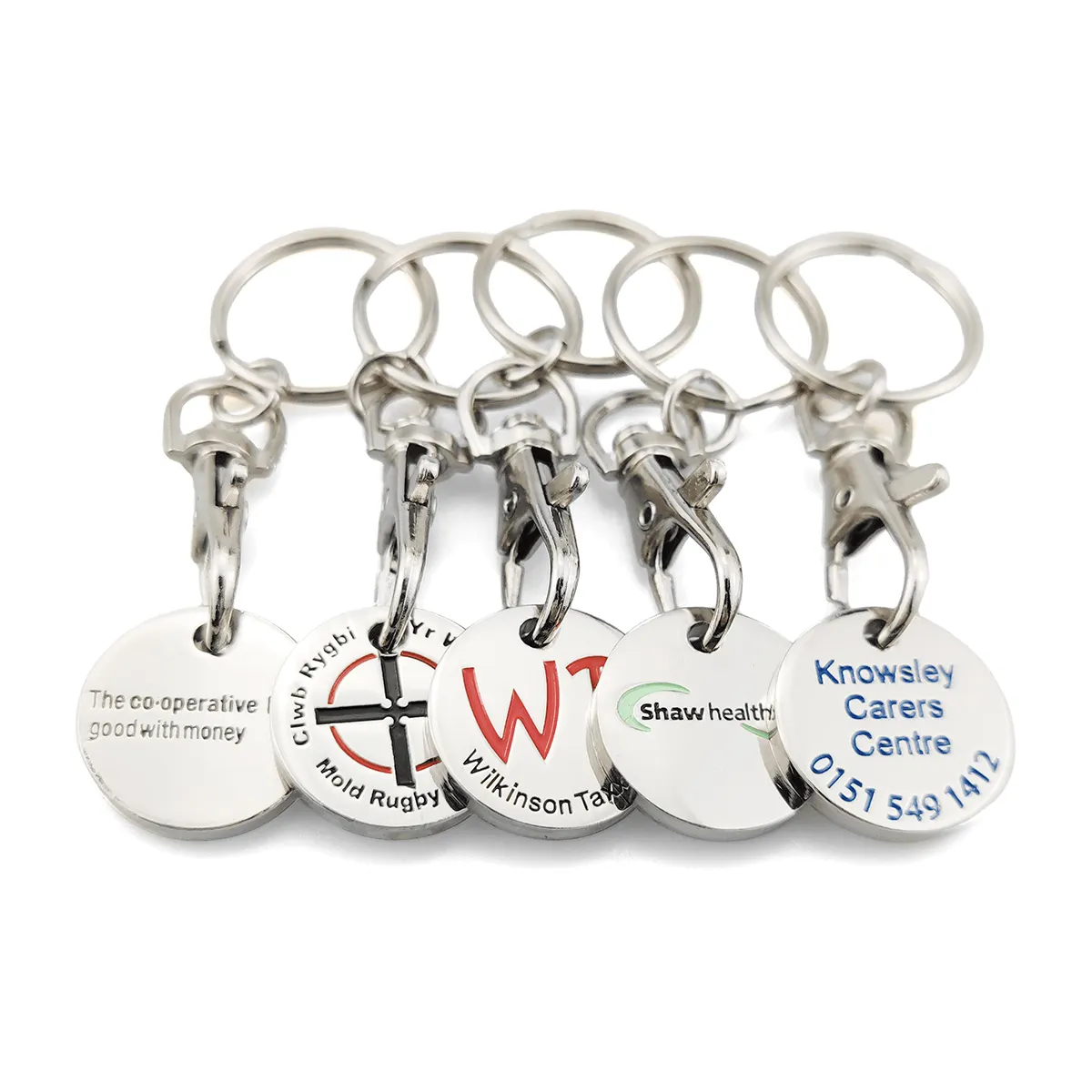 LOGO custom trolley coin keychain supermarket shopping cart chips canada uk euro token coin holder key chain